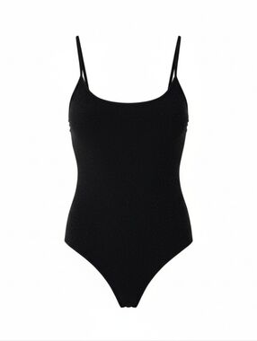 Wearever Sparkly Black Bodysuit Sleeveless Spaghetti Strap Stretch Shimmer Top M